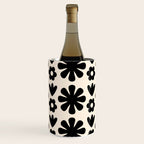 Scandi Floral Grid Retro Flower Pattern in Black and Almond Cream  Wine Chiller Gallery Image 1