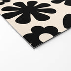Scandi Floral Grid Retro Flower Pattern in Black and Almond Cream  Welcome Mat Gallery Image 2