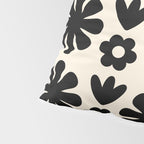 Scandi Floral Grid Retro Flower Pattern in Black and Almond Cream  Pillow Sham Gallery Image 4
