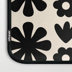 Scandi Floral Grid Retro Flower Pattern in Black and Almond Cream  Laptop Sleeve Gallery Image 3