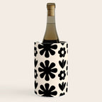 Scandi Floral Grid Retro Flower Pattern in Black and Almond Cream  Wine Chiller Gallery Image 2