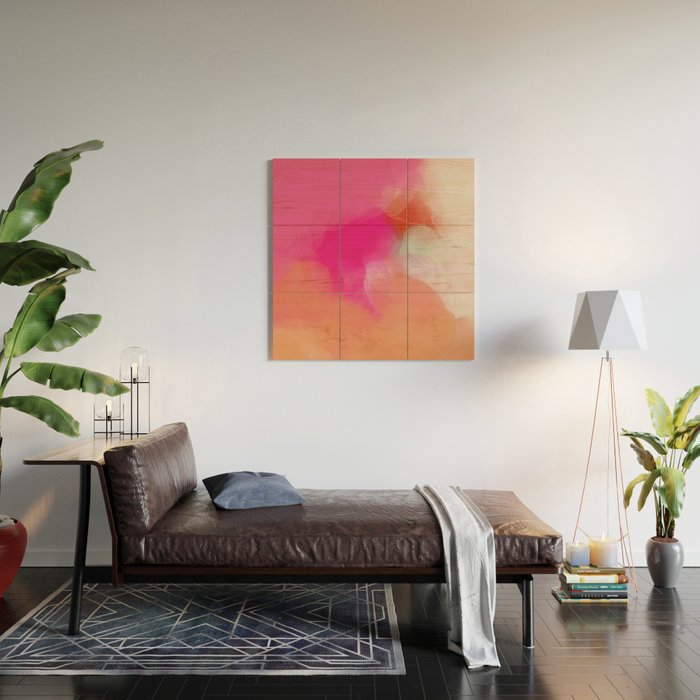 dreamy days in pink peach aquarell Wood Wall Art Gallery Image 2