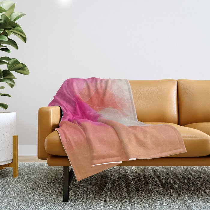 dreamy days in pink peach aquarell Throw Blanket Gallery Image 1