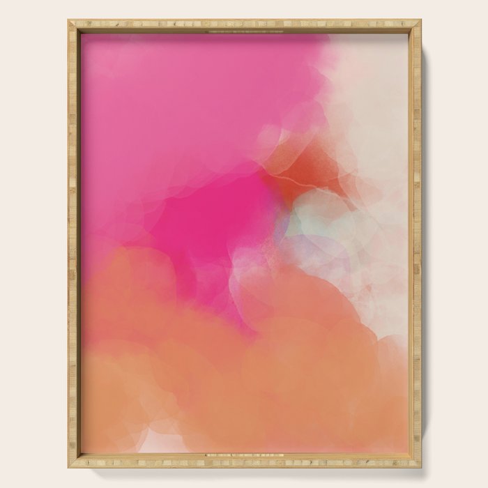 dreamy days in pink peach aquarell Serving Tray Gallery Image 1