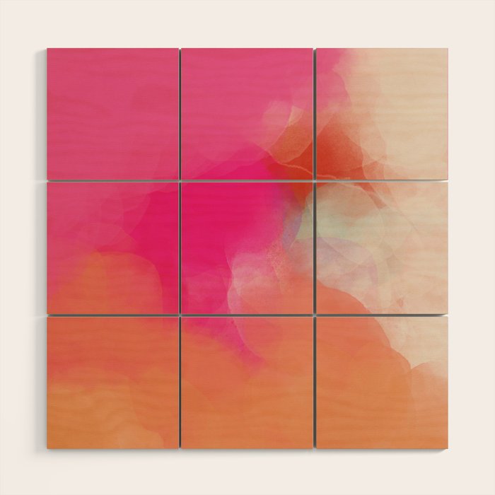 dreamy days in pink peach aquarell Wood Wall Art Gallery Image 1