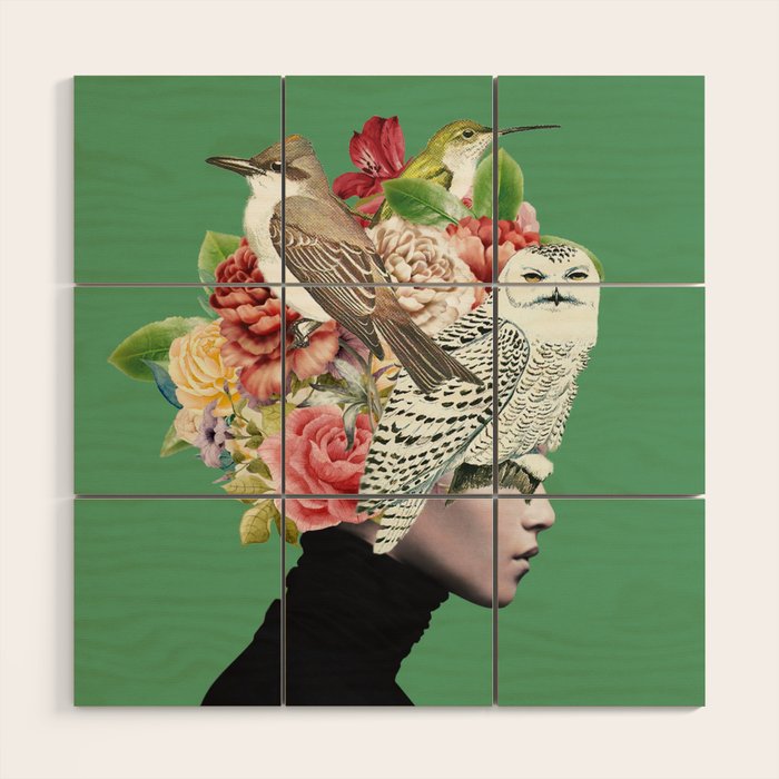 Lady with Birds(portrait) 2 Wood Wall Art Gallery Image 1