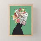 Lady with Birds(portrait) 2 Mini Art Print Gallery Image 1
