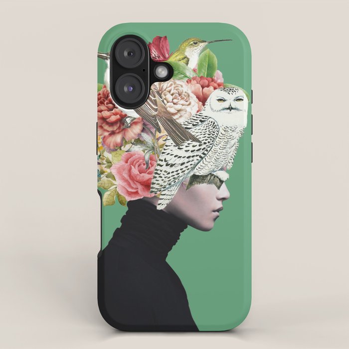 Lady with Birds(portrait) 2 iPhone Case Gallery Image 1