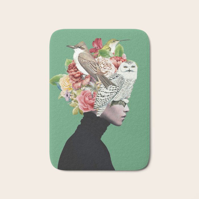 Lady with Birds(portrait) 2 Bath Mat Gallery Image 1