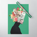 Lady with Birds(portrait) 2 Wrapping Paper Gallery Image 1