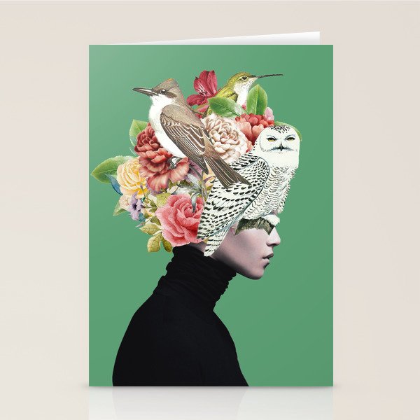 Lady with Birds(portrait) 2 Stationery Card Gallery Image 2