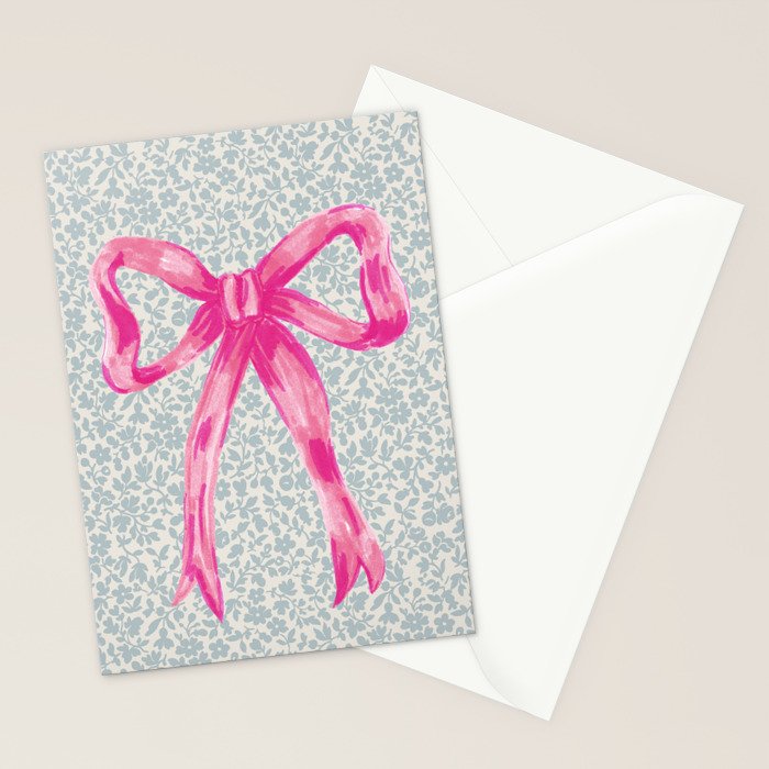 Pink Bow Stationery Card Gallery Image 2