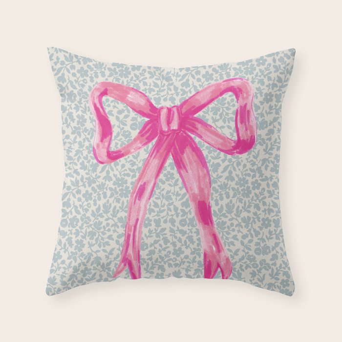 Pink Bow Throw Pillow Gallery Image 6