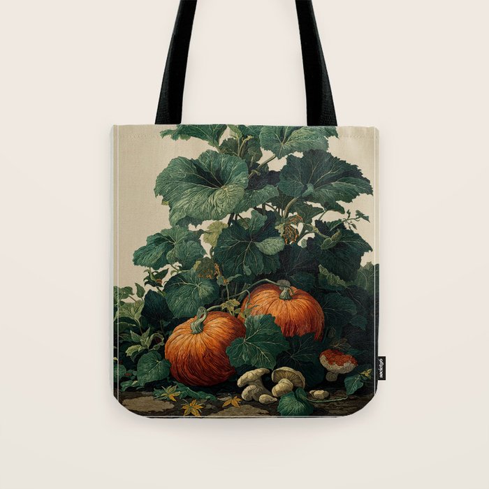 Autumn Pumpkin Print Botanical Fall Decor vintage Thanksgiving Prints Halloween Wall Decor Tote Bag Gallery Image 1