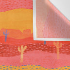 Vintage Western Desert Landscape in Warm Sunrise Wall Tapestry Gallery Image 3