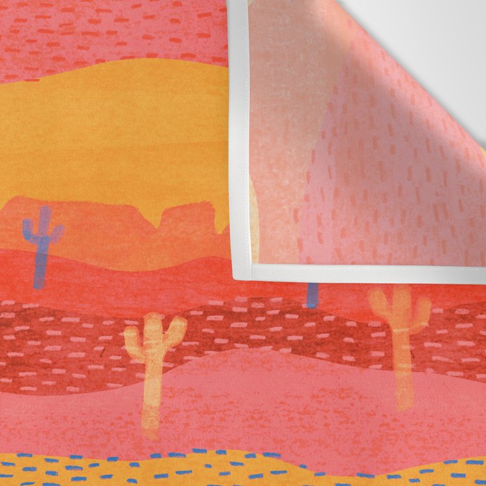 Vintage Western Desert Landscape in Warm Sunrise Wall Tapestry Gallery Image 3