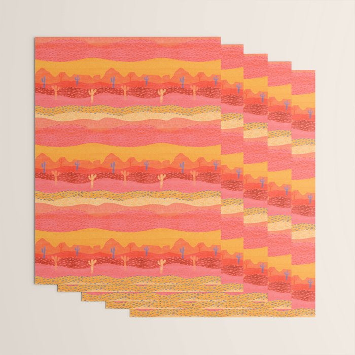 Vintage Western Desert Landscape in Warm Sunrise Wrapping Paper Gallery Image 3