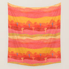 Vintage Western Desert Landscape in Warm Sunrise Wall Tapestry Gallery Image 4