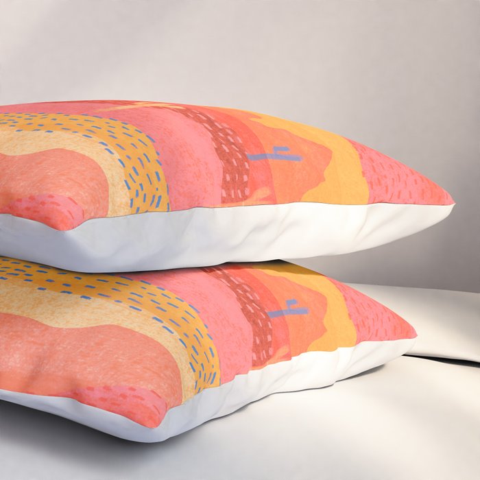 Vintage Western Desert Landscape in Warm Sunrise Pillow Sham Gallery Image 3