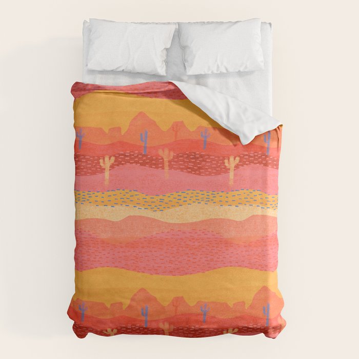Vintage Western Desert Landscape in Warm Sunrise Duvet Cover Gallery Image 6