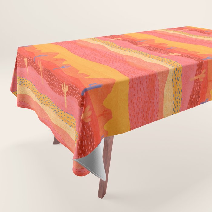 Vintage Western Desert Landscape in Warm Sunrise Tablecloth Gallery Image 1