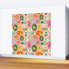 Vintage fruit sticker label cartoon pattern Wall Mural Gallery Image 2