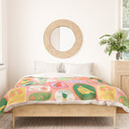 Vintage fruit sticker label cartoon pattern Duvet Cover Gallery Image 3