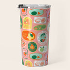 Vintage fruit sticker label cartoon pattern Travel Mug Gallery Image 3