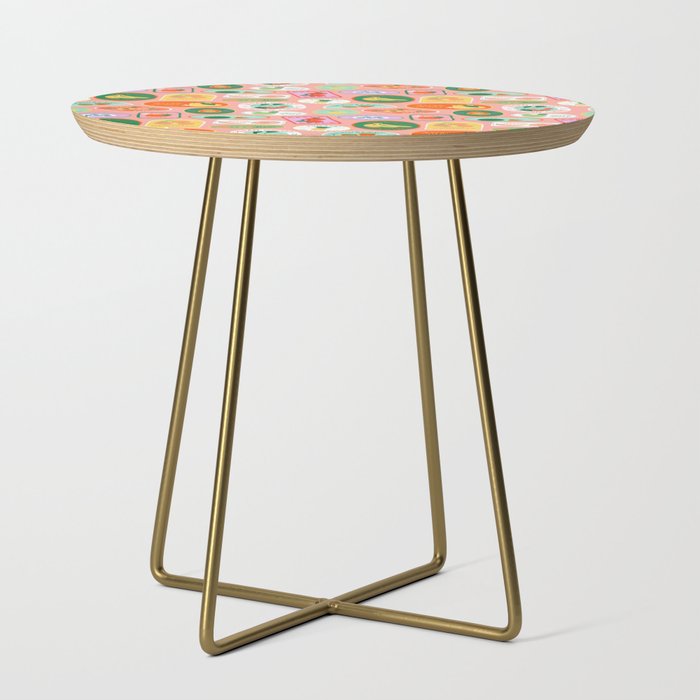 Vintage fruit sticker label cartoon pattern Side Table Gallery Image 1