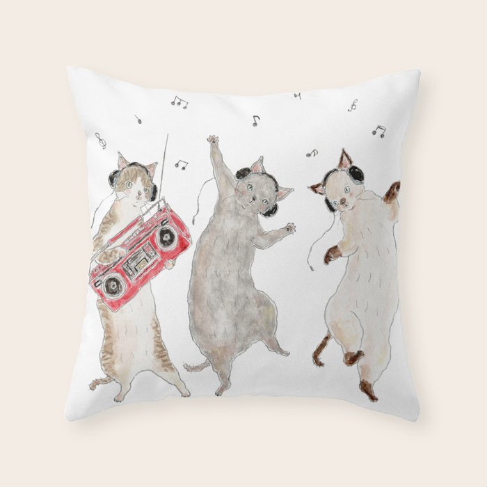 Nori nori nyanco Throw Pillow Gallery Image 1