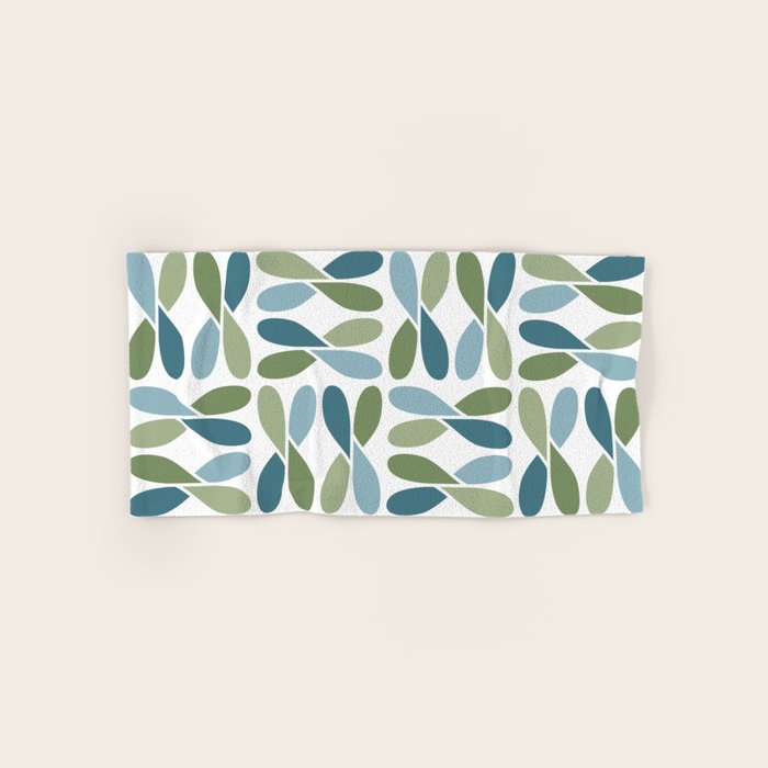 Retro Mid Century Modern Abstract Leaf Pattern Teal Blue Dill Green Bath Towel Gallery Image 1