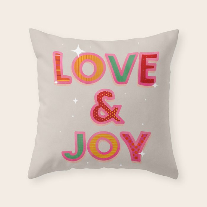 LOVE & JOY Festive Letters Throw Pillow Gallery Image 6