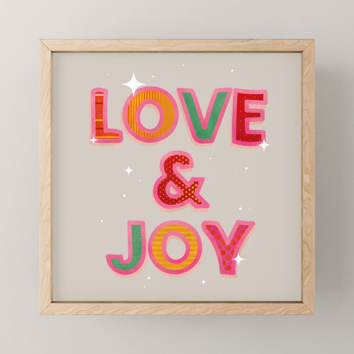 LOVE & JOY Festive Letters Mini Art Print Gallery Image 1