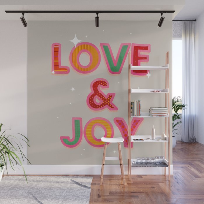 LOVE & JOY Festive Letters Wall Mural Gallery Image 1