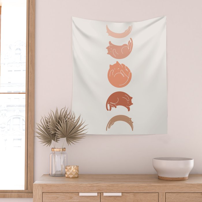 Cat Landscape 142: Cat Moon Wall Tapestry Gallery Image 2