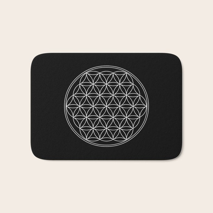 Flower of life on black Bath Mat Gallery Image 1
