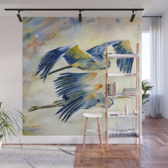 Flying Together - Great Blue Heron Wall Mural Gallery Image 1