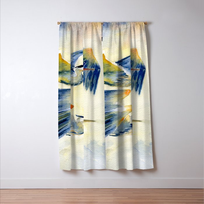 Flying Together - Great Blue Heron Window Curtain Gallery Image 3