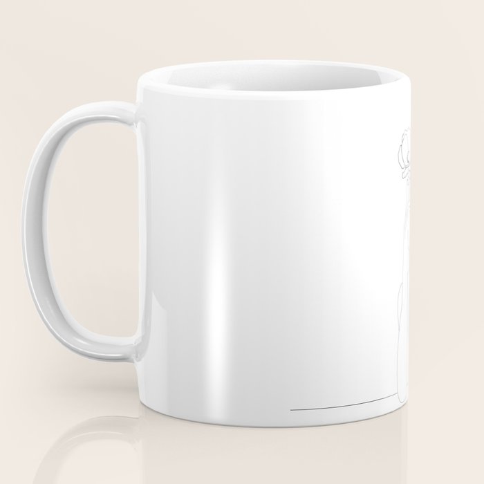 Minimal Line Art Woman with Flowers II Coffee Mug Gallery Image 3