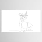 Minimal Line Art Woman with Flowers II Tablecloth Gallery Image 2