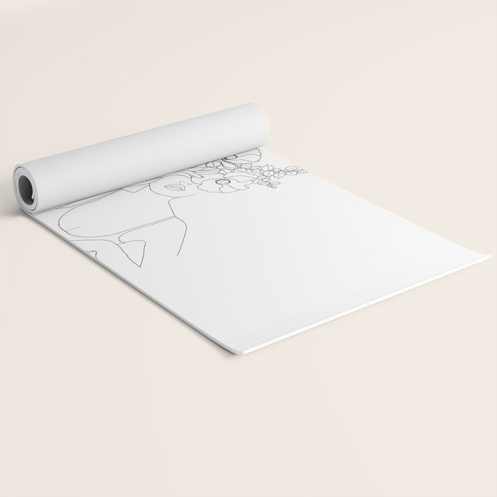 Minimal Line Art Woman with Flowers II Yoga Mat Gallery Image 2