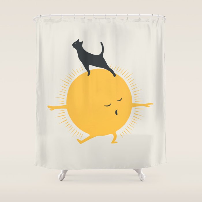 Good Meowâing 9 yoga warrior II Shower Curtain Gallery Image 1