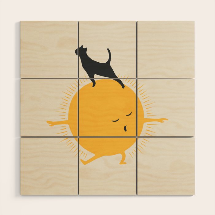 Good Meowâing 9 yoga warrior II Wood Wall Art Gallery Image 1