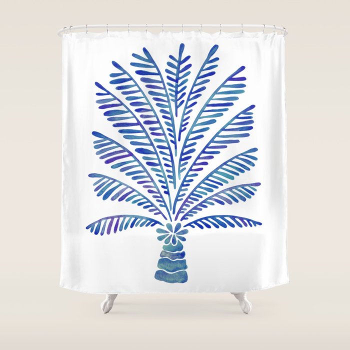 Palm Tree - Navy Palette Shower Curtain Gallery Image 1