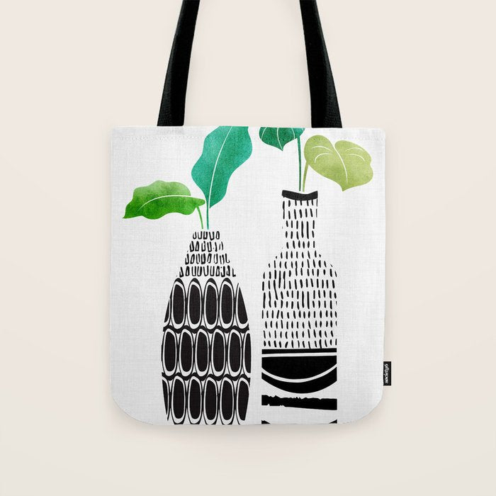 Tribal Vases II with Tropical Greenery Tote Bag Gallery Image 1