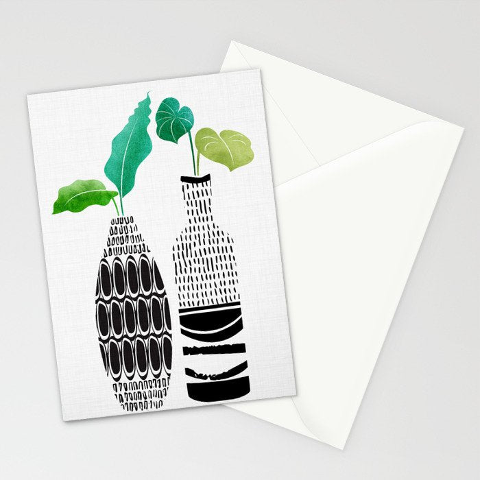 Tribal Vases II with Tropical Greenery Stationery Card Gallery Image 2
