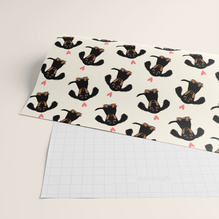 Dachshund Love | Cute Longhaired Black and Tan Wiener Dog Wrapping Paper Gallery Image 2