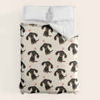 Dachshund Love | Cute Longhaired Black and Tan Wiener Dog Duvet Cover Gallery Image 6