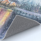 Enchanting Snowy Log Cabin Alpine Lake Rug Gallery Image 4