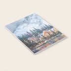 Enchanting Snowy Log Cabin Alpine Lake Notebook Gallery Image 3